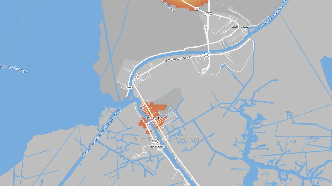 Bike Grade map of Jean Lafitte, LA