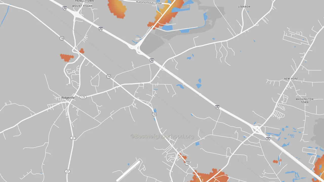 Bike Grade map of Jedburg, SC