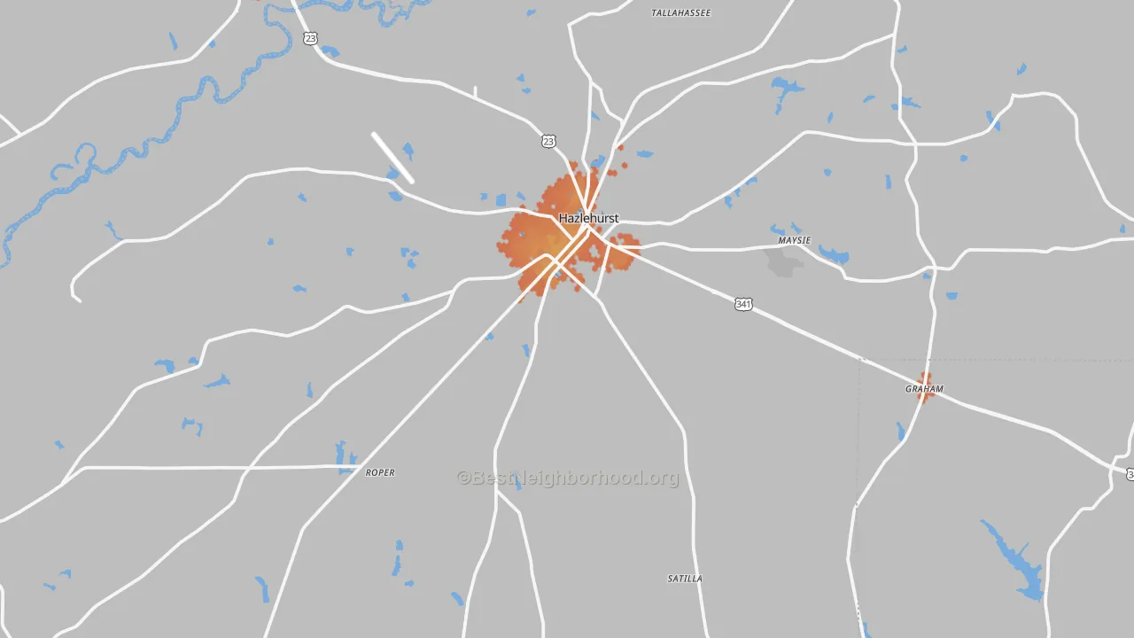 Bike Grade map of Jeff Davis County, GA