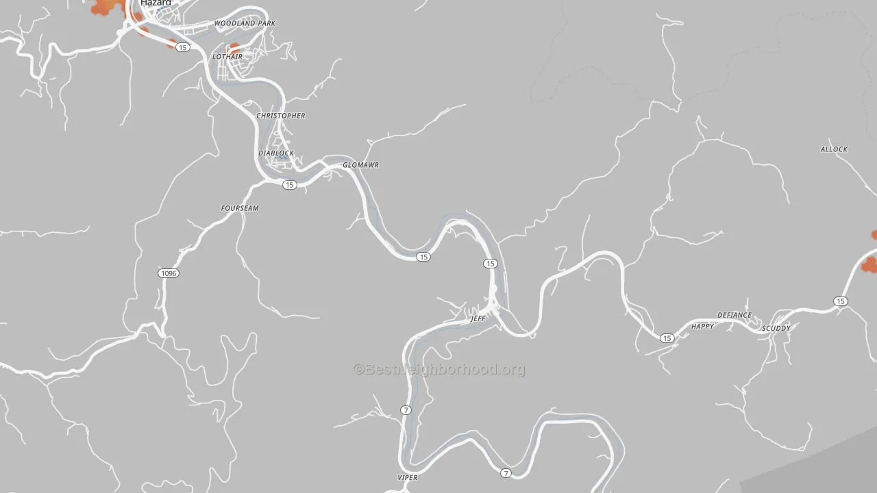 Bike Grade map of Jeff, KY