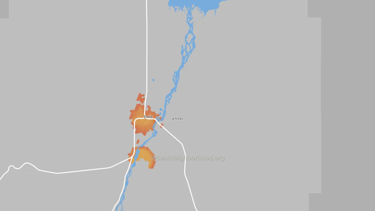 Bike Grade map of Jeffers, MT