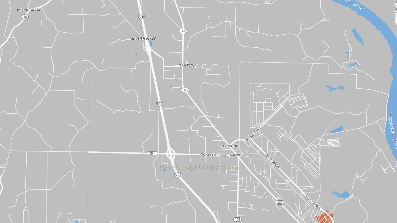 Bike Grade map of Jefferson, AR