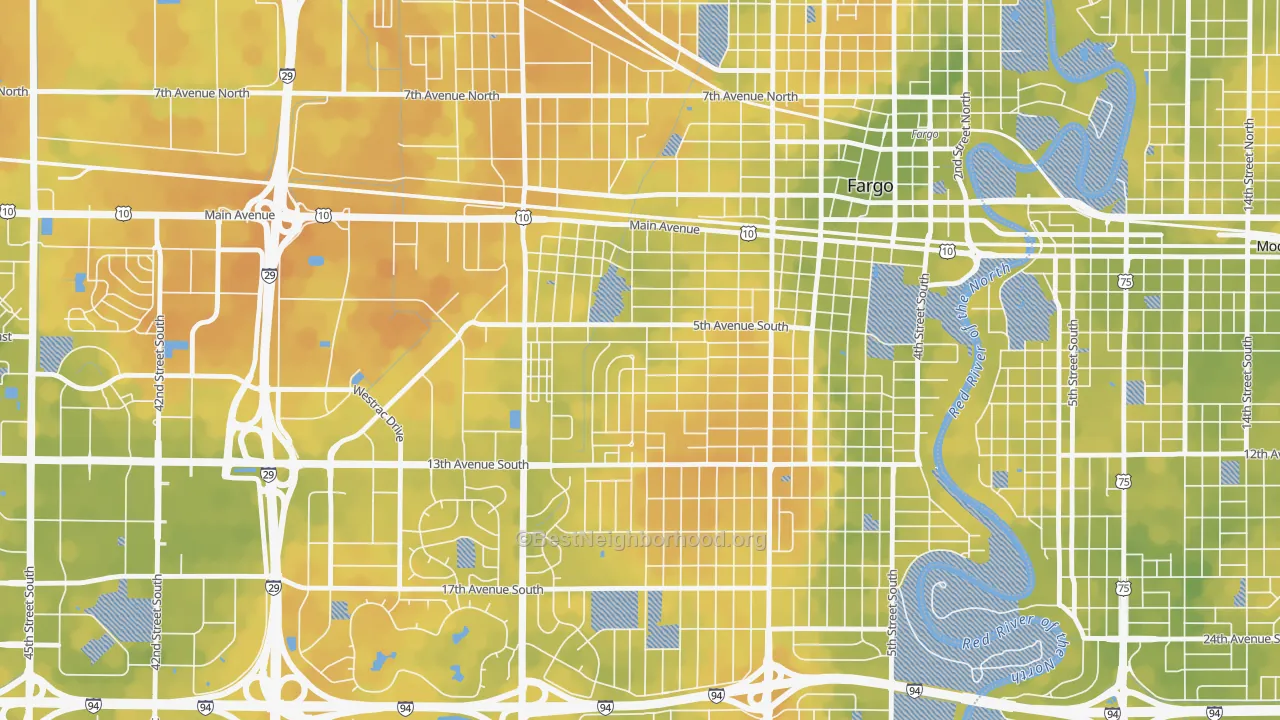 Bike Grade map of Jefferson-Carl Ben, Fargo, ND