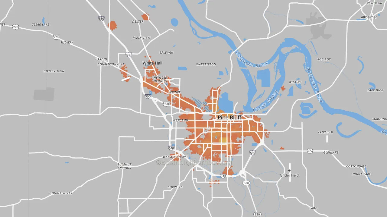 Bike Grade map of Jefferson County, AR