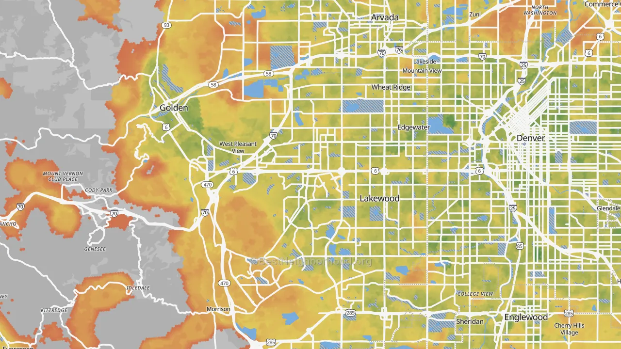 Bike Grade map of Jefferson County, CO