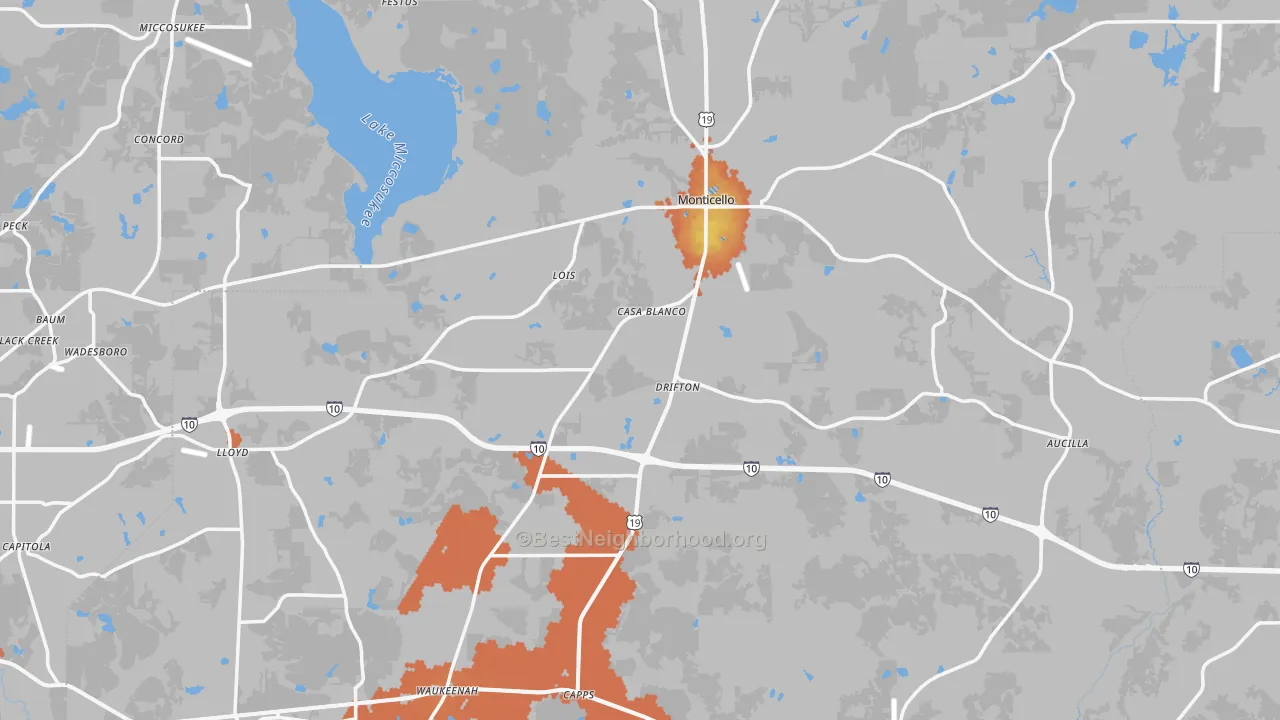 Bike Grade map of Jefferson County, FL