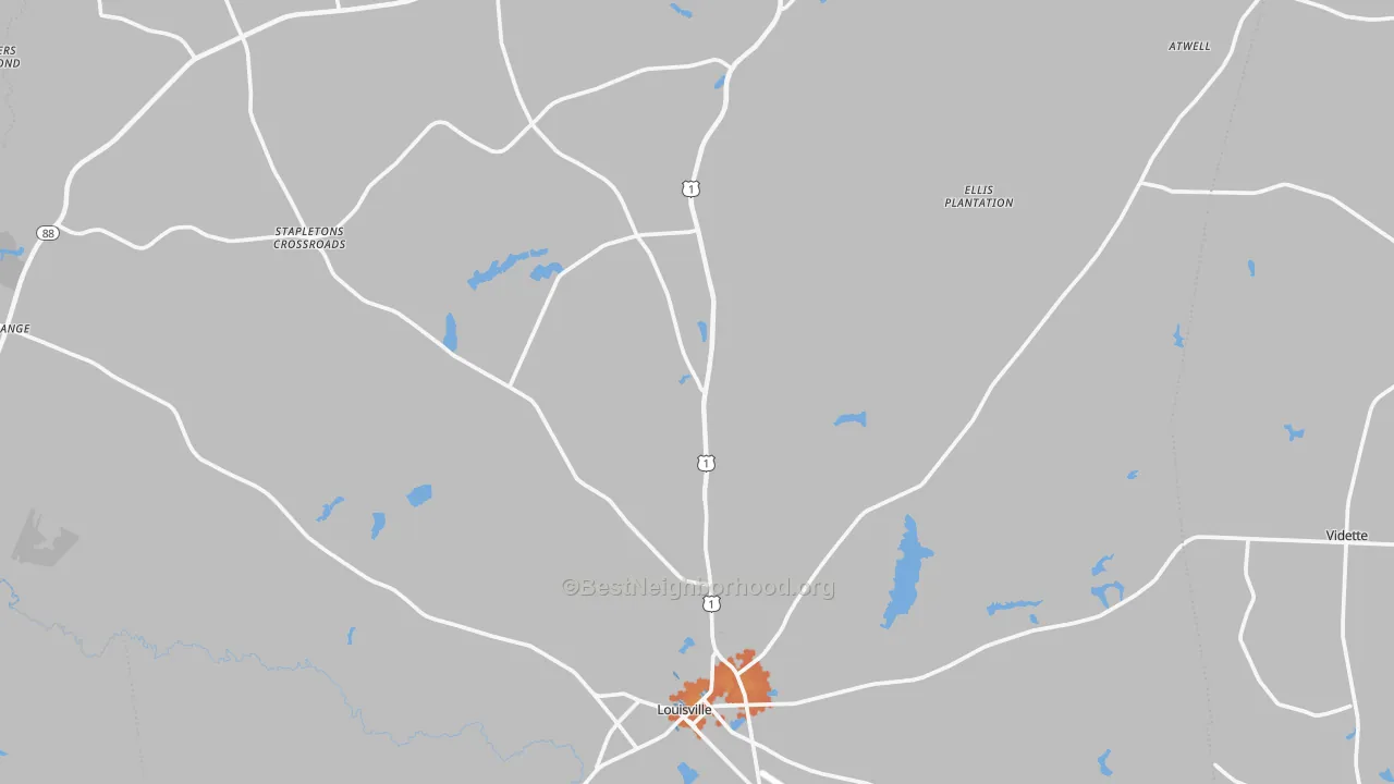 Bike Grade map of Jefferson County, GA