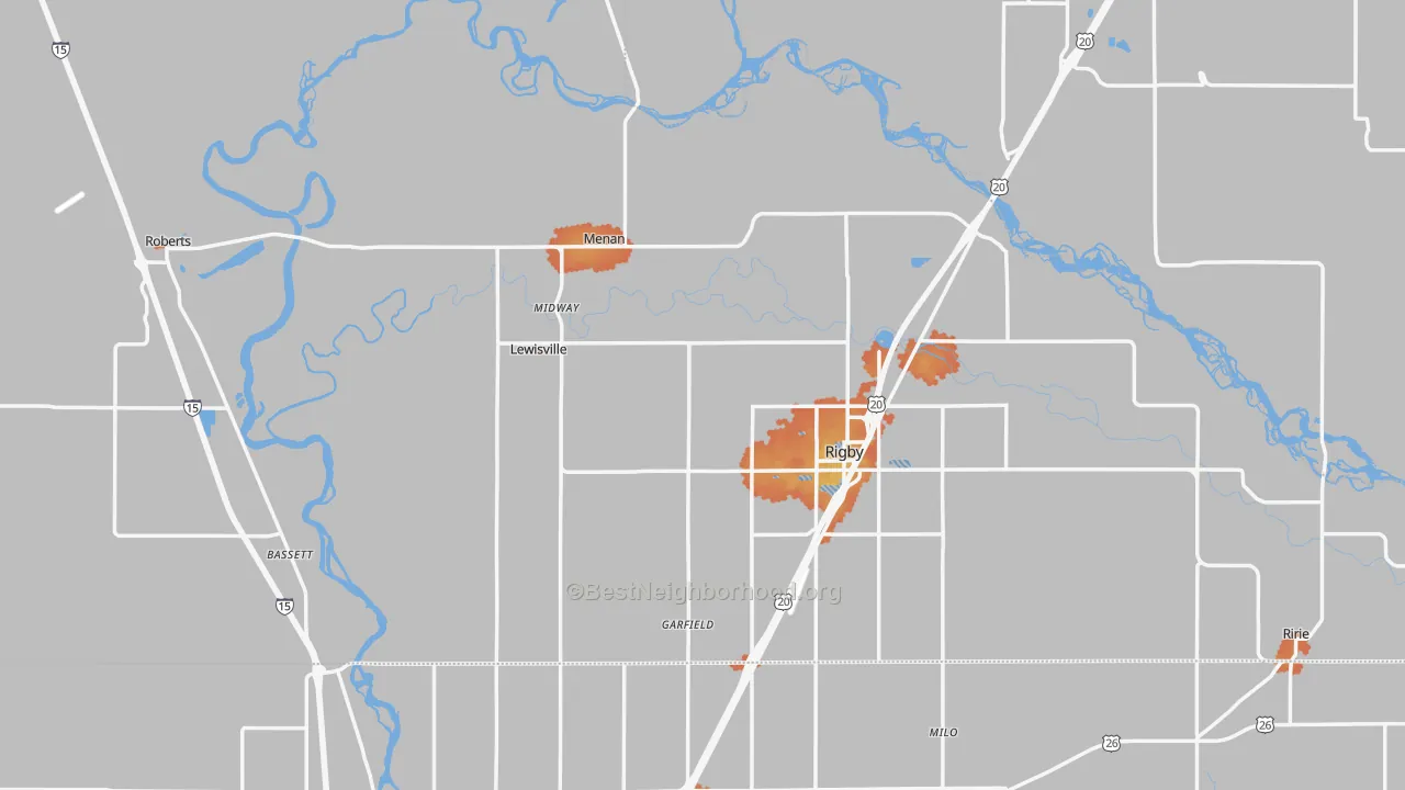Bike Grade map of Jefferson County, ID