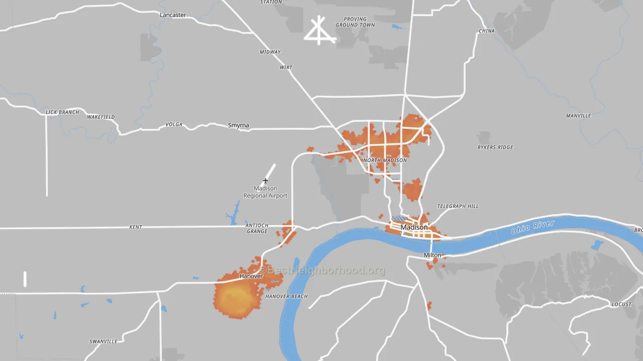 Bike Grade map of Jefferson County, IN