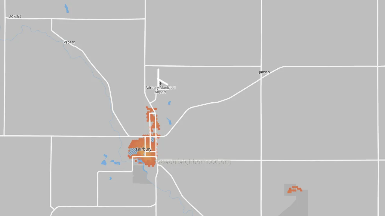 Bike Grade map of Jefferson County, NE