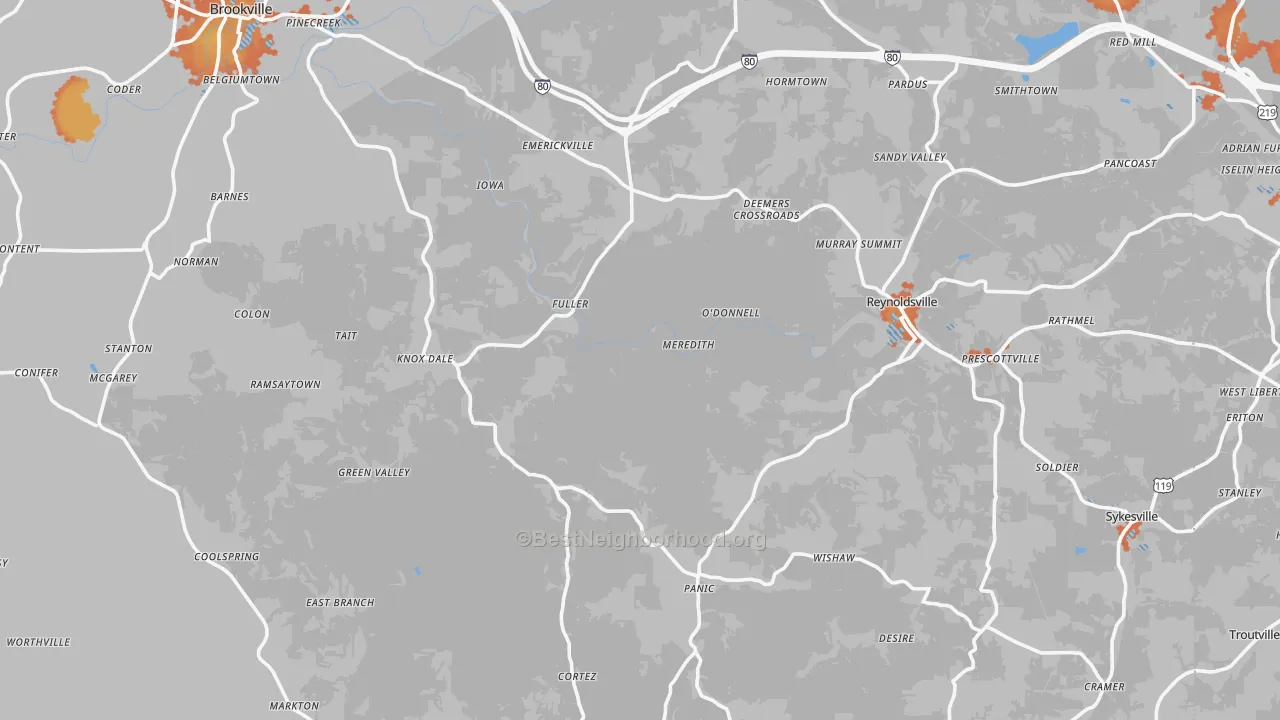 Bike Grade map of Jefferson County, PA