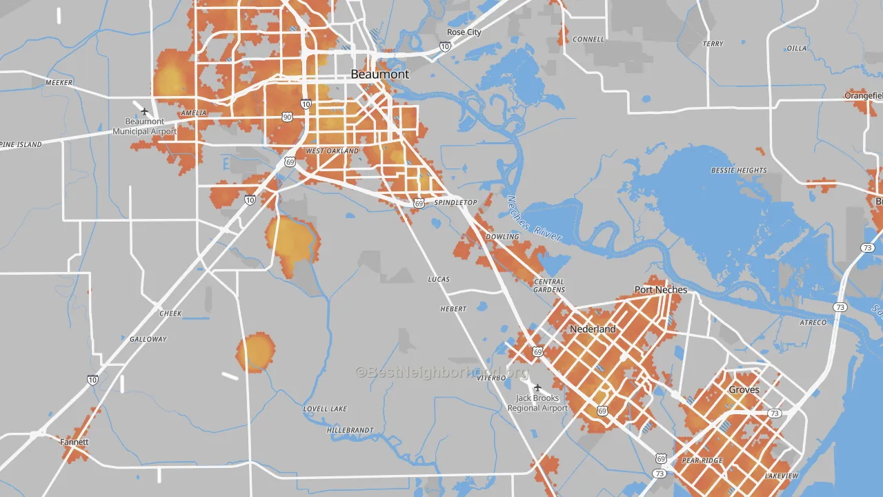 Bike Grade map of Jefferson County, TX