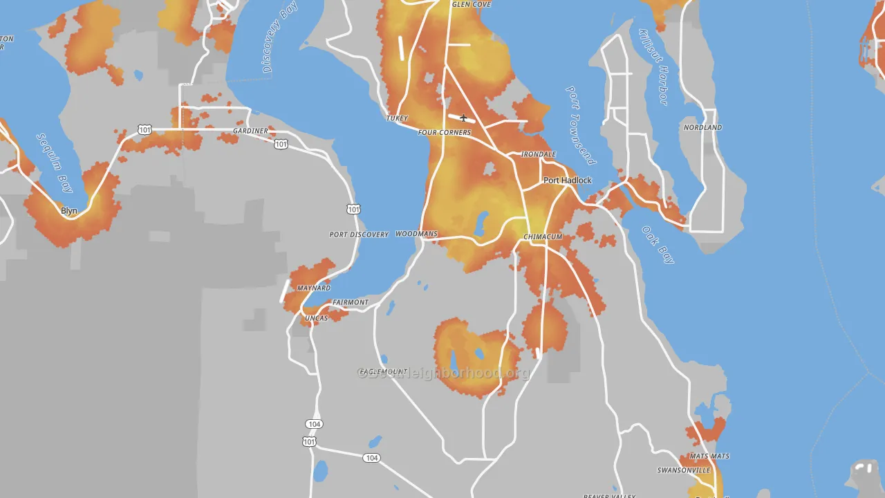 Bike Grade map of Jefferson County, WA