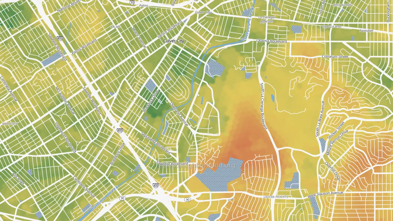 Bike Grade map of Jefferson, Culver City, CA