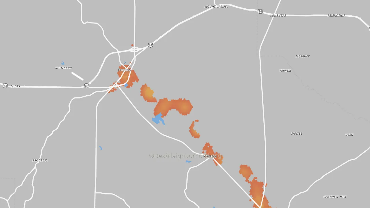 Bike Grade map of Jefferson Davis County, MS