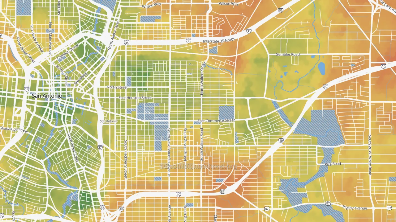 Bike Grade map of Jefferson Heights, San Antonio, TX