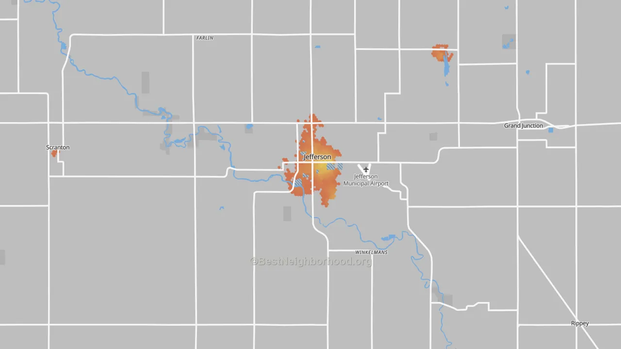 Bike Grade map of Jefferson, IA