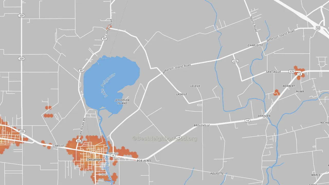Bike Grade map of Jefferson Island, LA