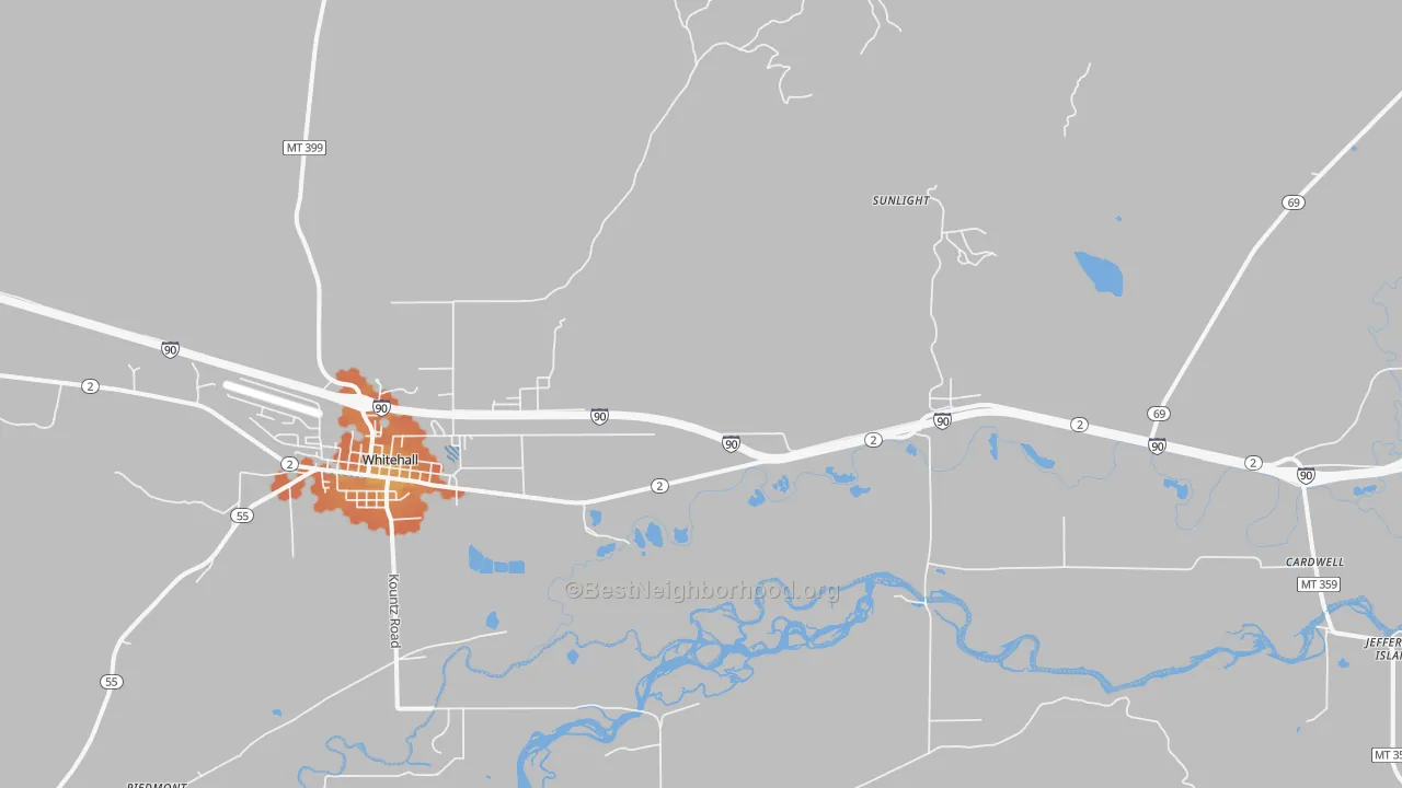 Bike Grade map of Jefferson Island, MT