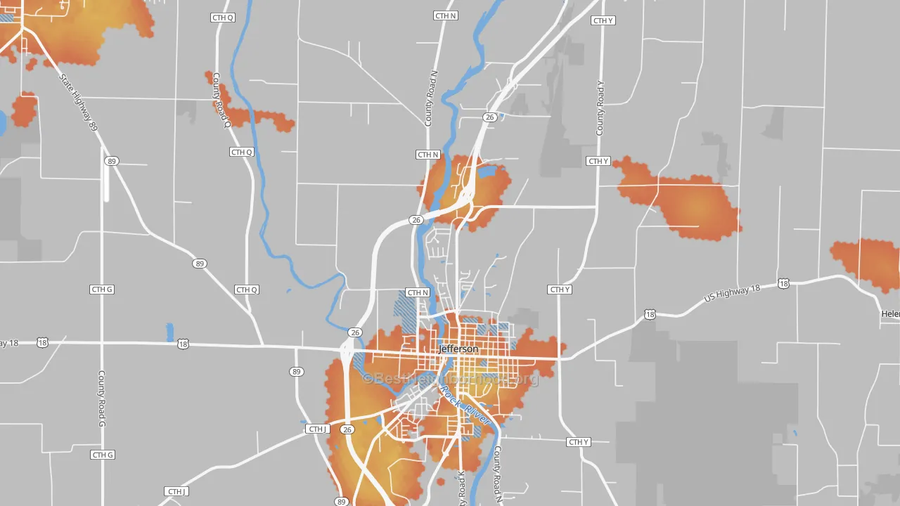 Bike Grade map of Jefferson Junction, WI