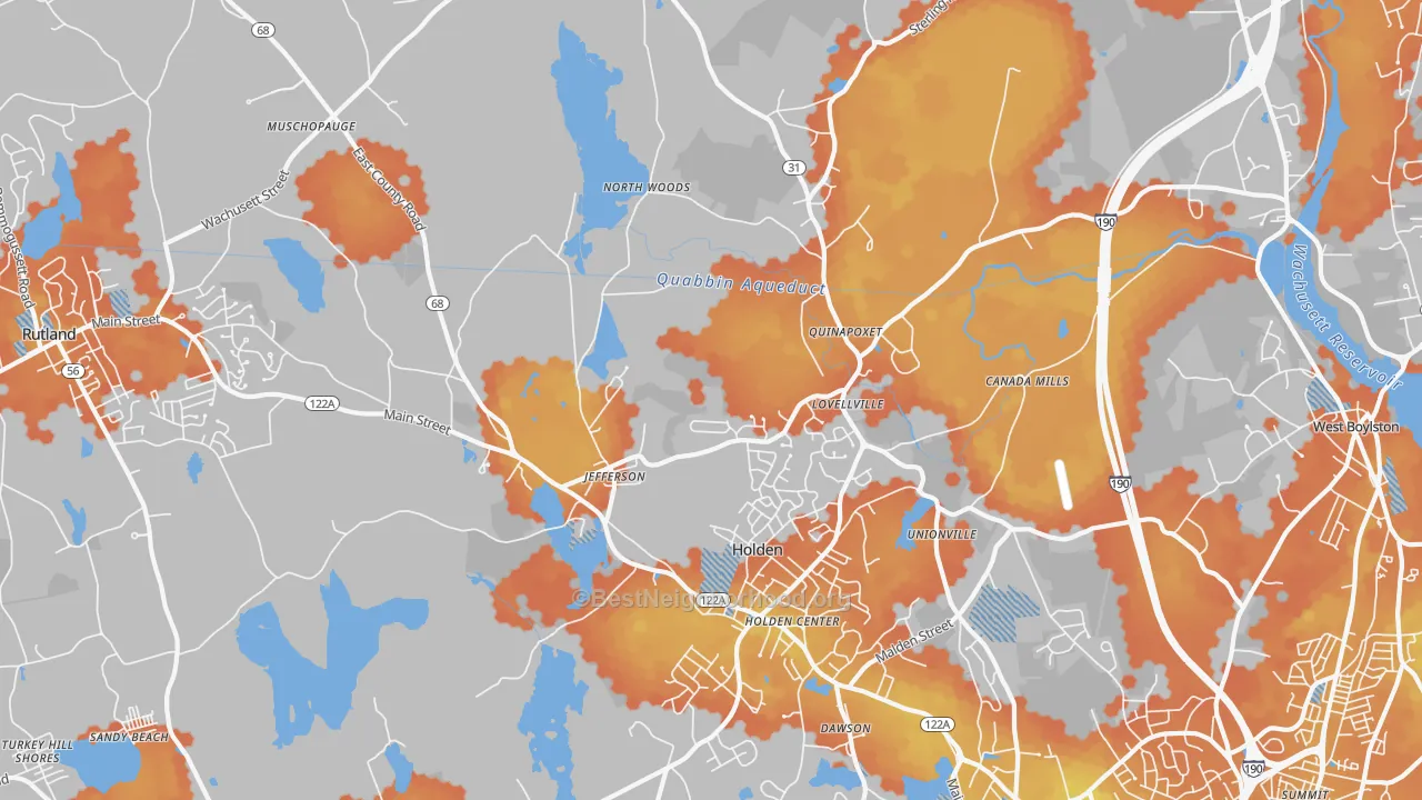 Bike Grade map of Jefferson, MA