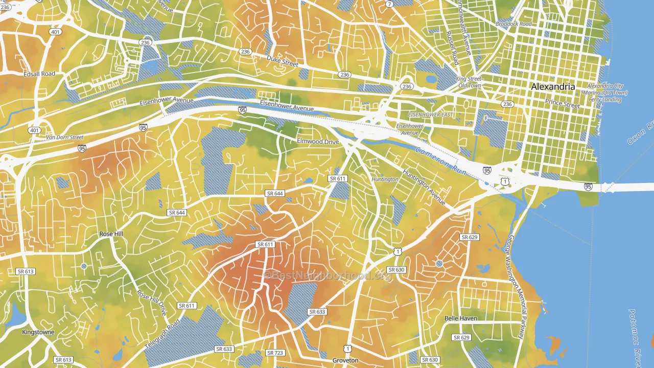 Bike Grade map of Jefferson Manor, VA