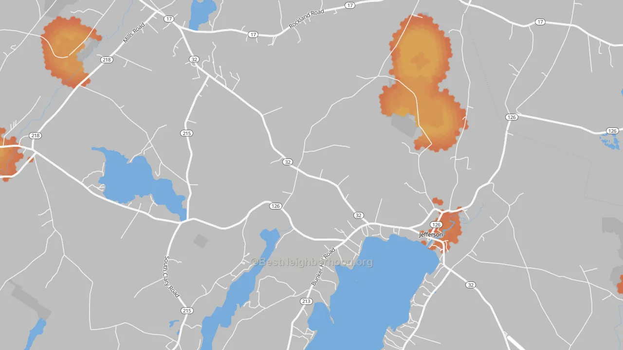 Bike Grade map of Jefferson, ME