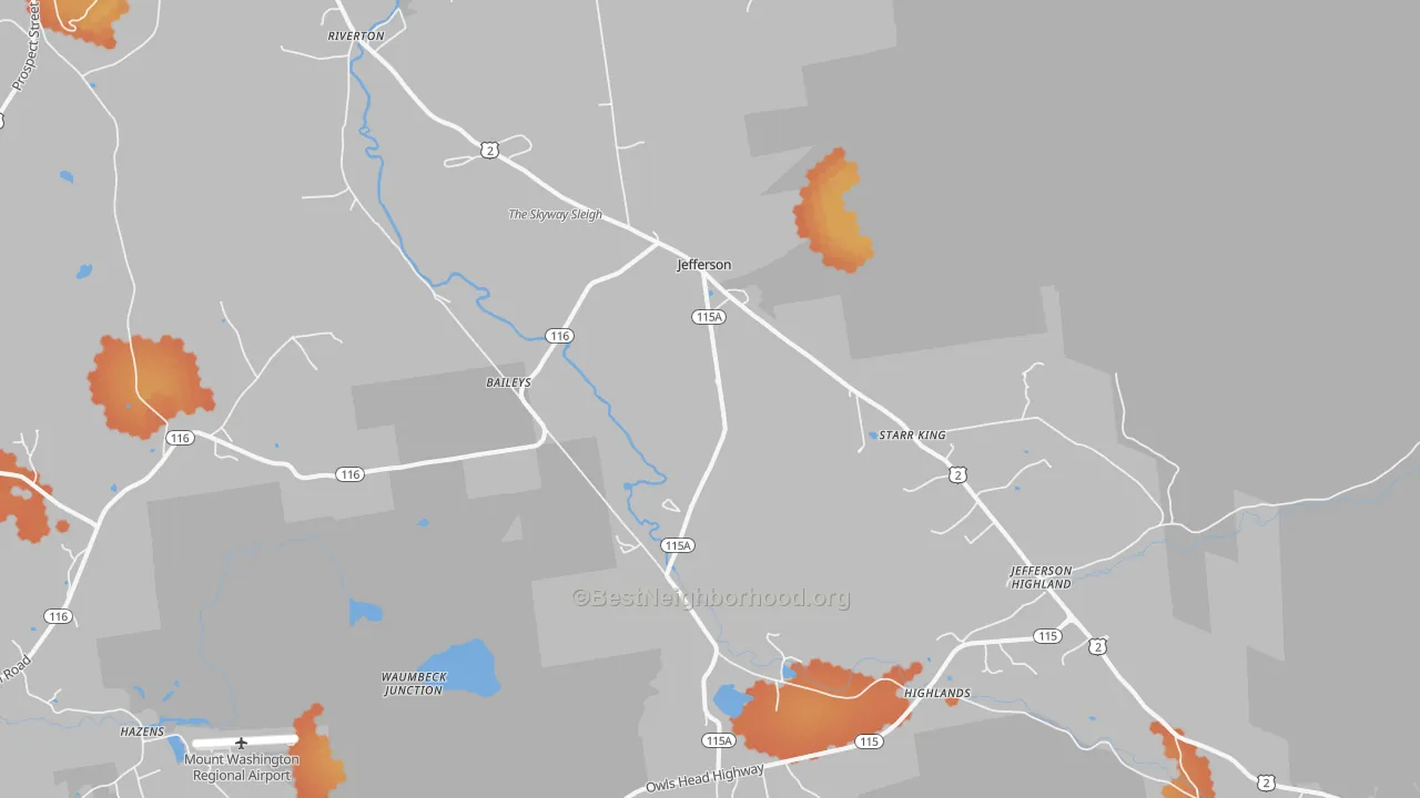 Bike Grade map of Jefferson, NH
