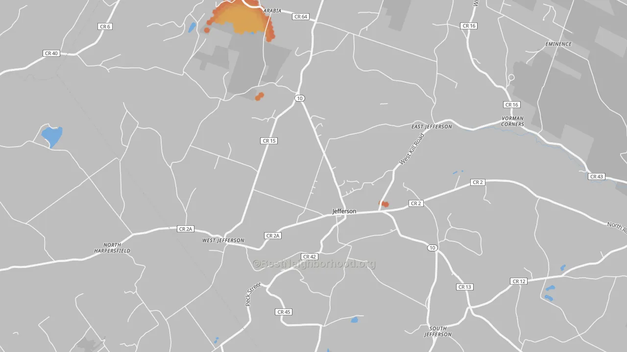 Bike Grade map of Jefferson, NY
