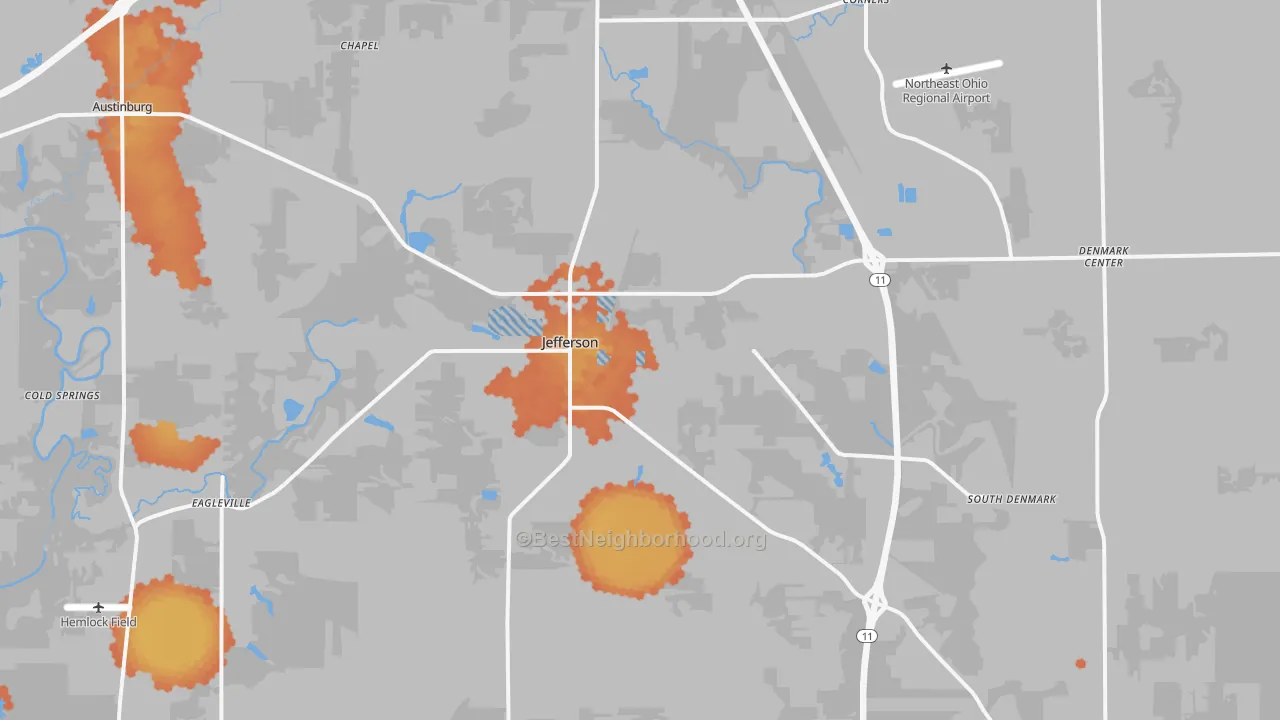 Bike Grade map of Jefferson, OH