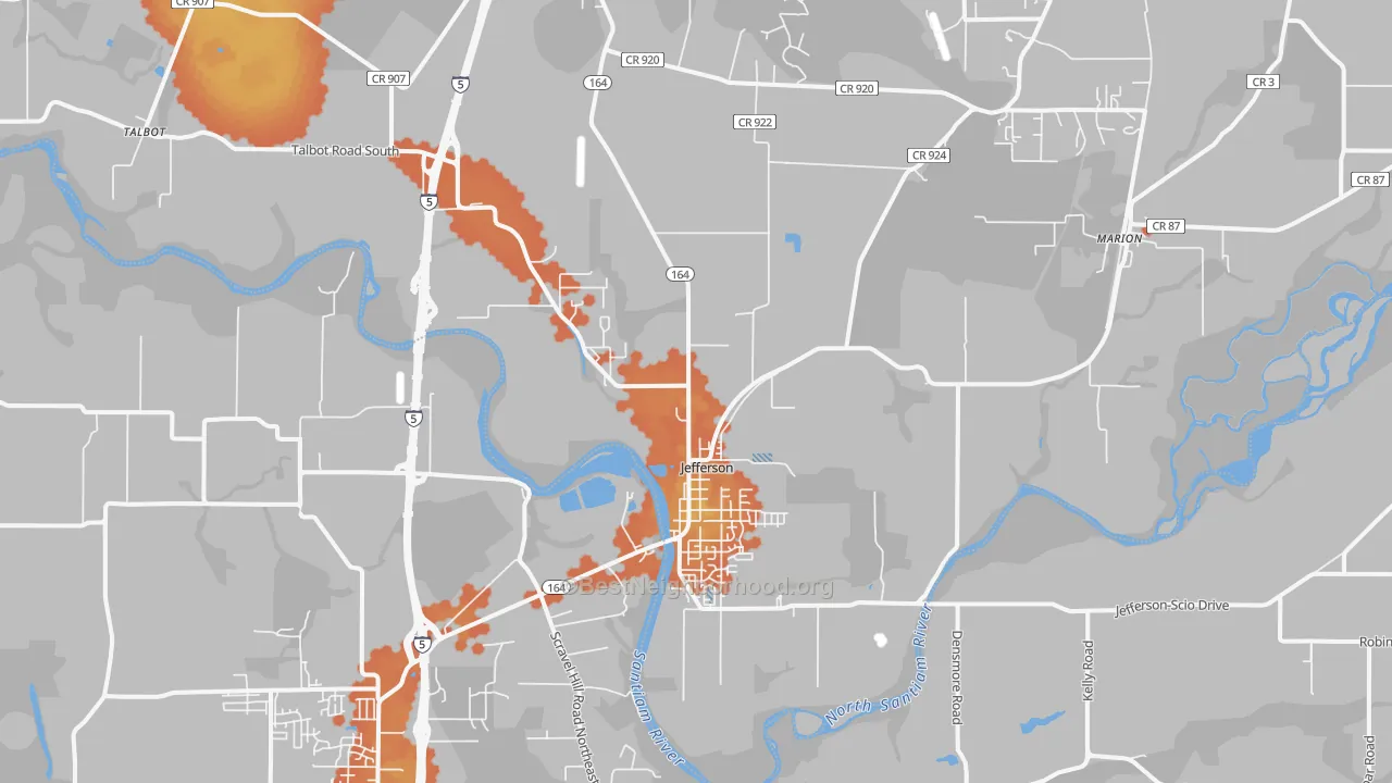 Bike Grade map of Jefferson, OR