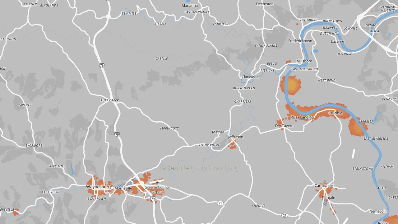 Bike Grade map of Jefferson, PA