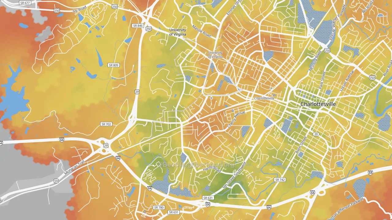 Bike Grade map of Jefferson Park, Charlottesville, VA