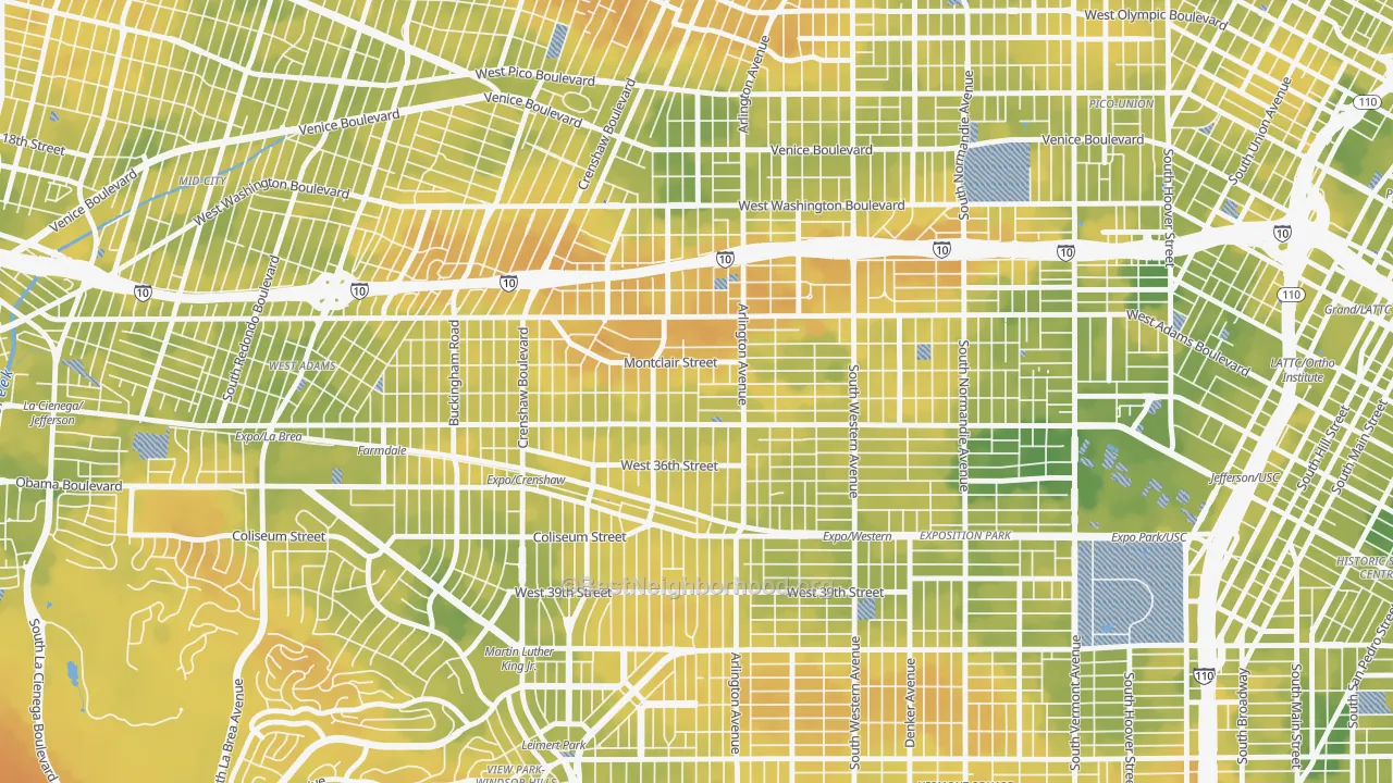 Bike Grade map of Jefferson Park, Los Angeles, CA