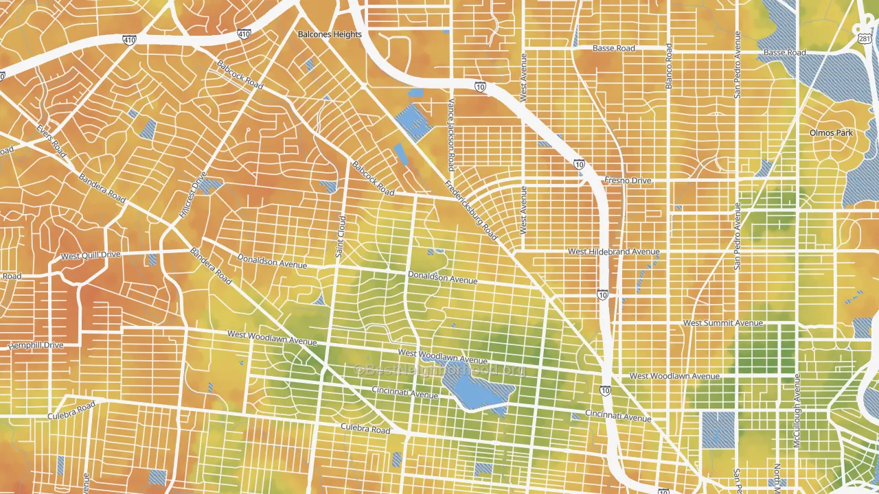 Bike Grade map of Jefferson, San Antonio, TX