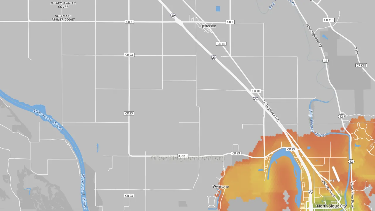 Bike Grade map of Jefferson, SD
