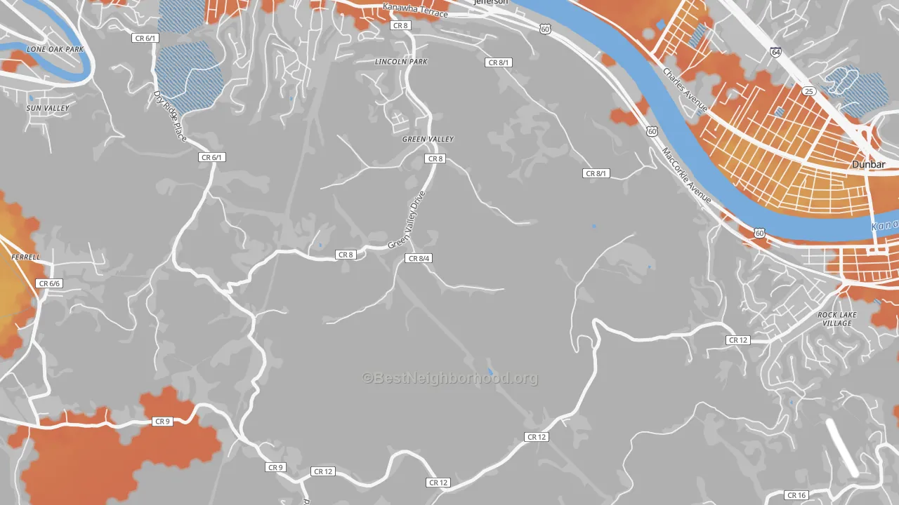 Bike Grade map of Jefferson, WV
