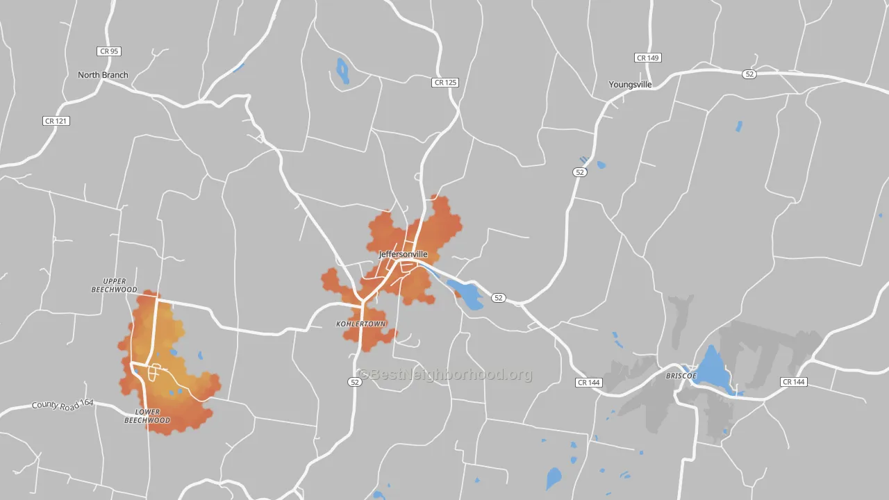 Bike Grade map of Jeffersonville, NY