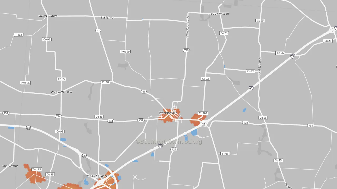 Bike Grade map of Jeffersonville, OH