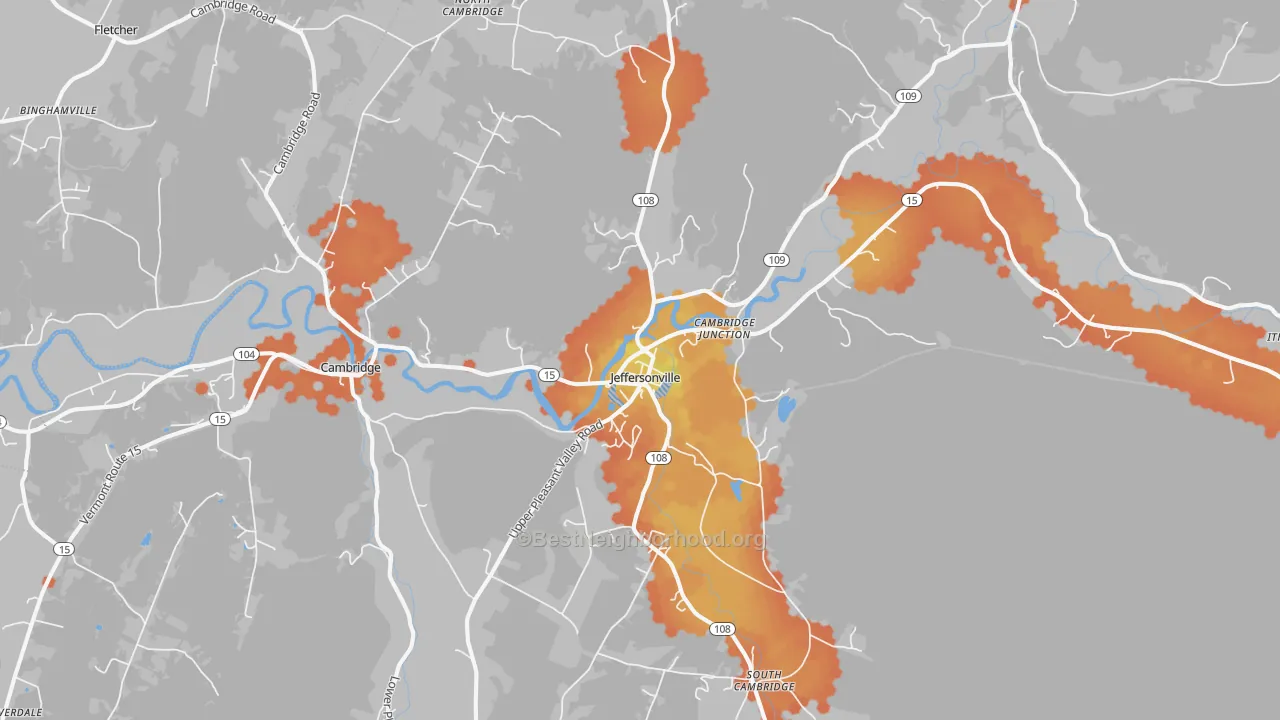 Bike Grade map of Jeffersonville, VT