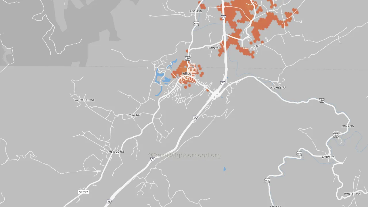 Bike Grade map of Jellico, TN