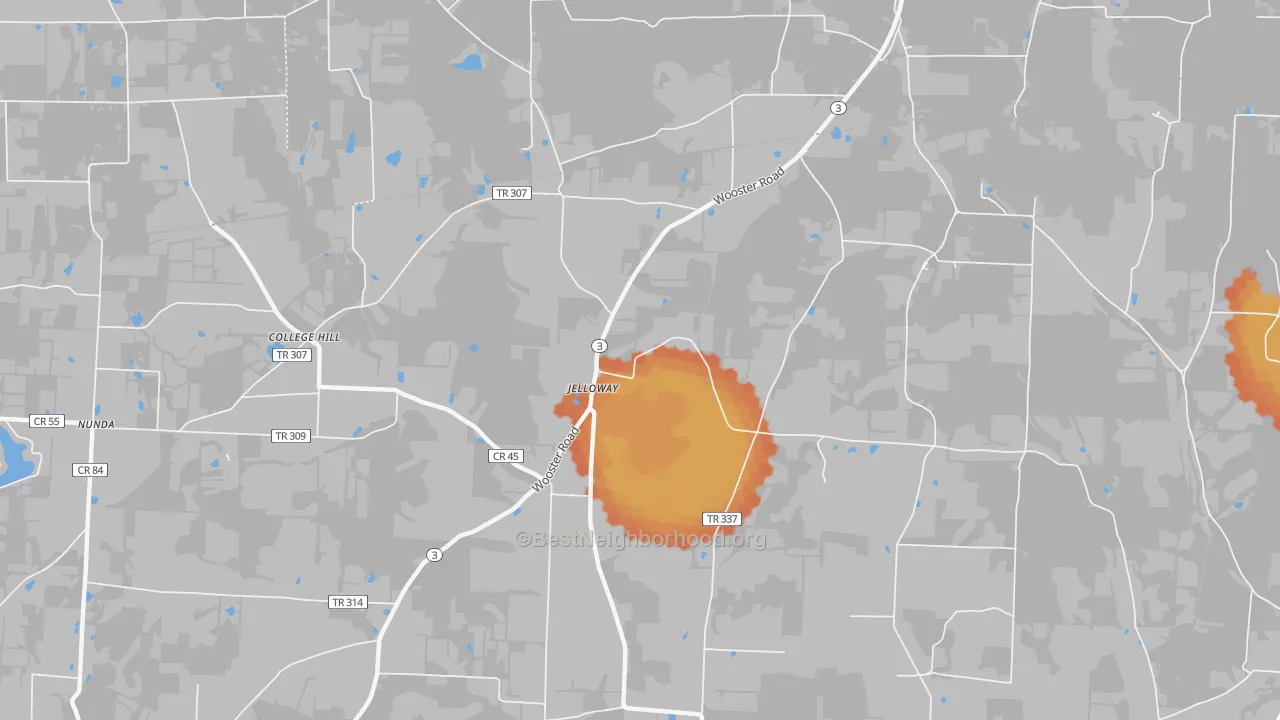 Bike Grade map of Jelloway, OH