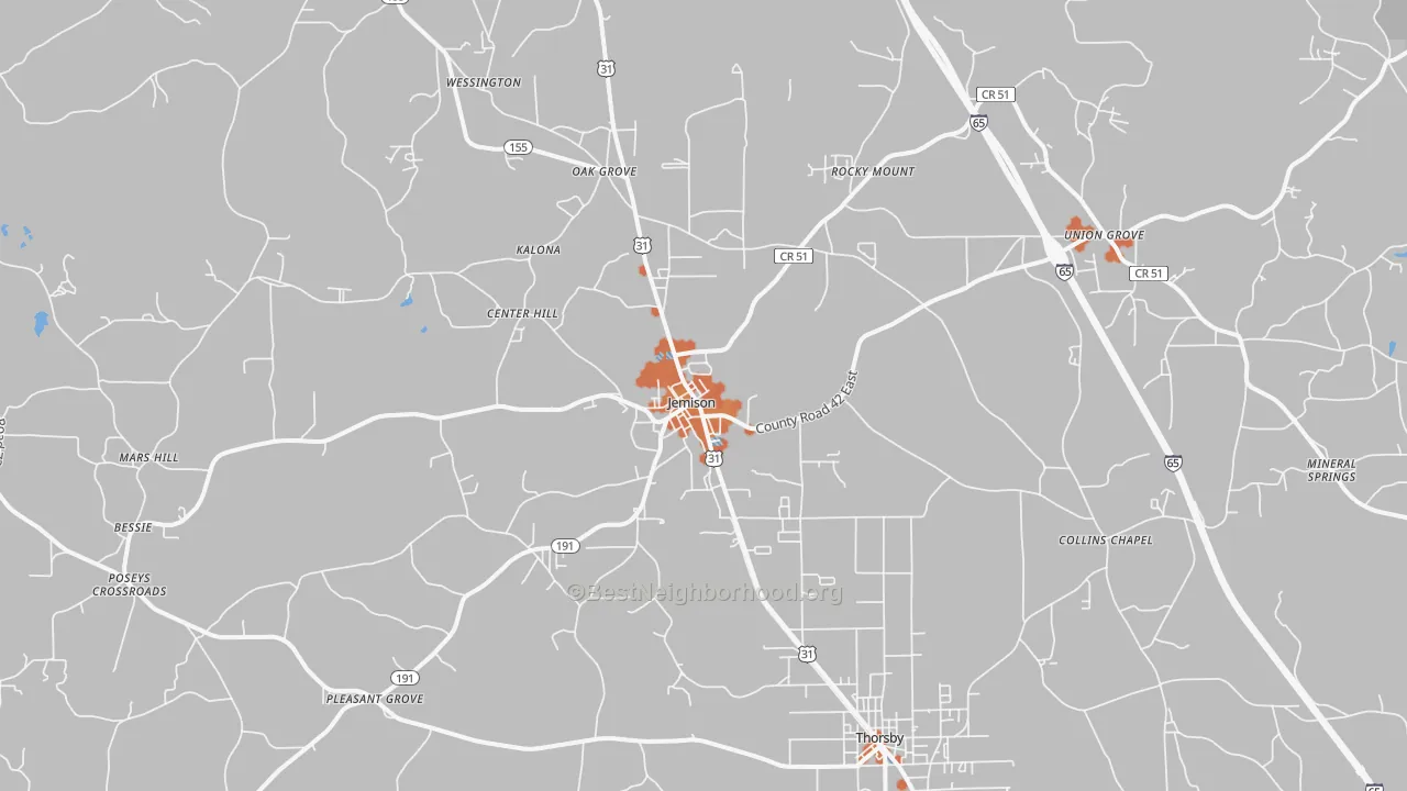 Bike Grade map of Jemison, AL