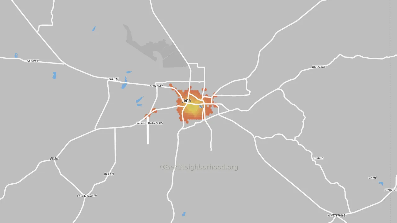 Bike Grade map of Jena, LA