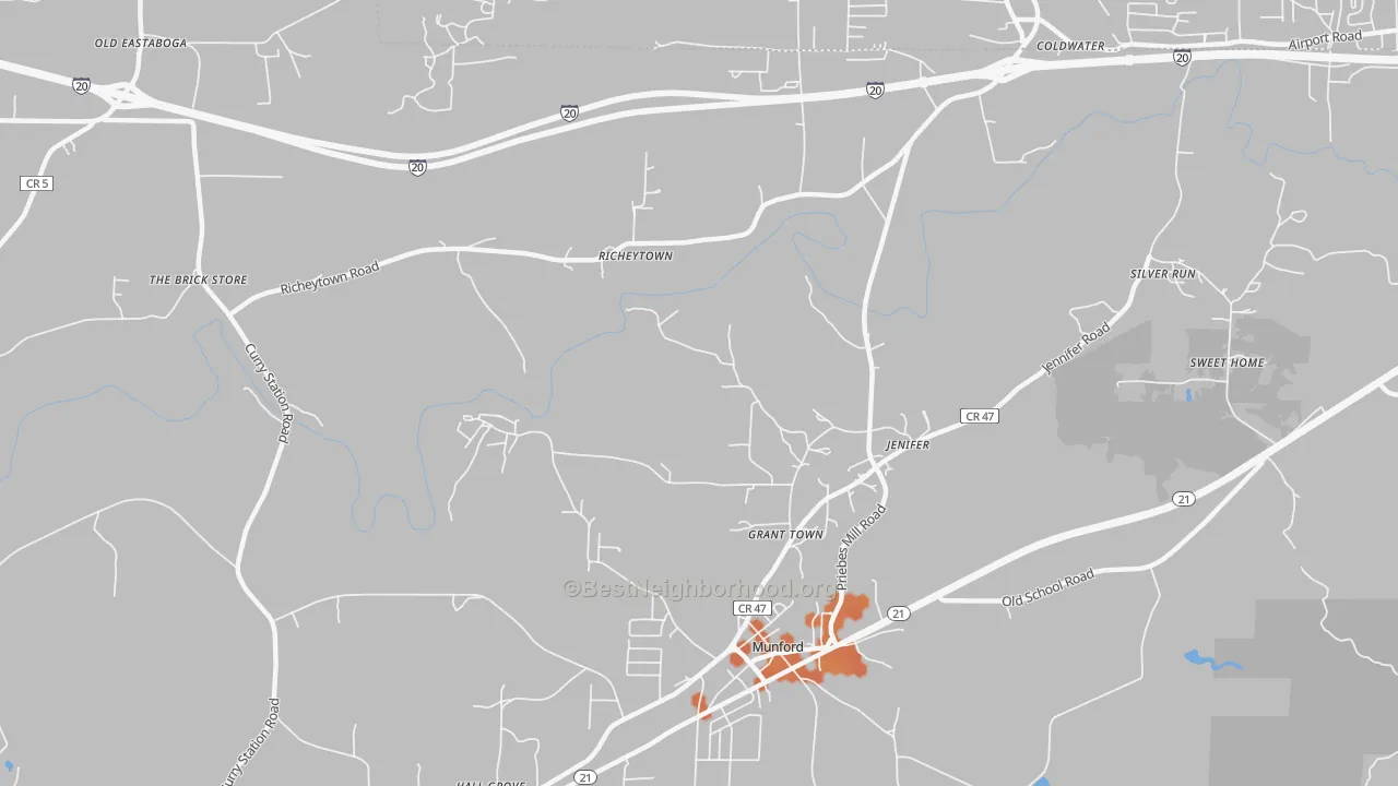 Bike Grade map of Jenifer, AL