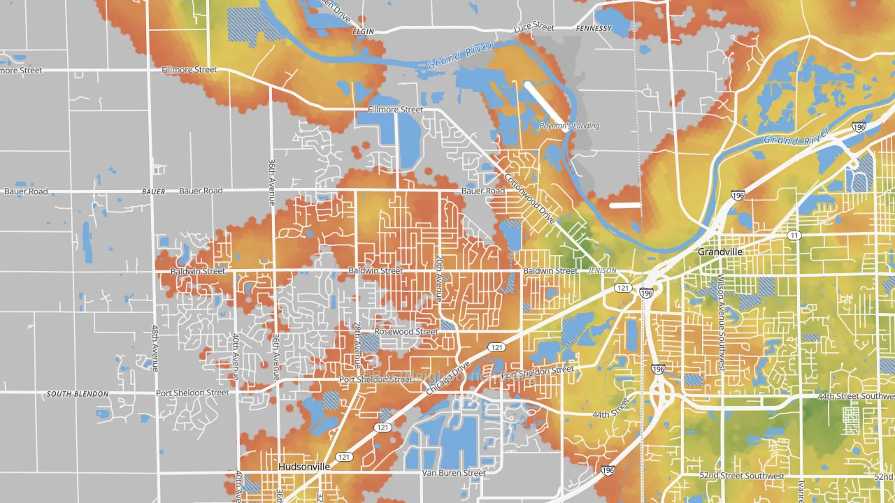 Bike Grade map of Jenison, MI