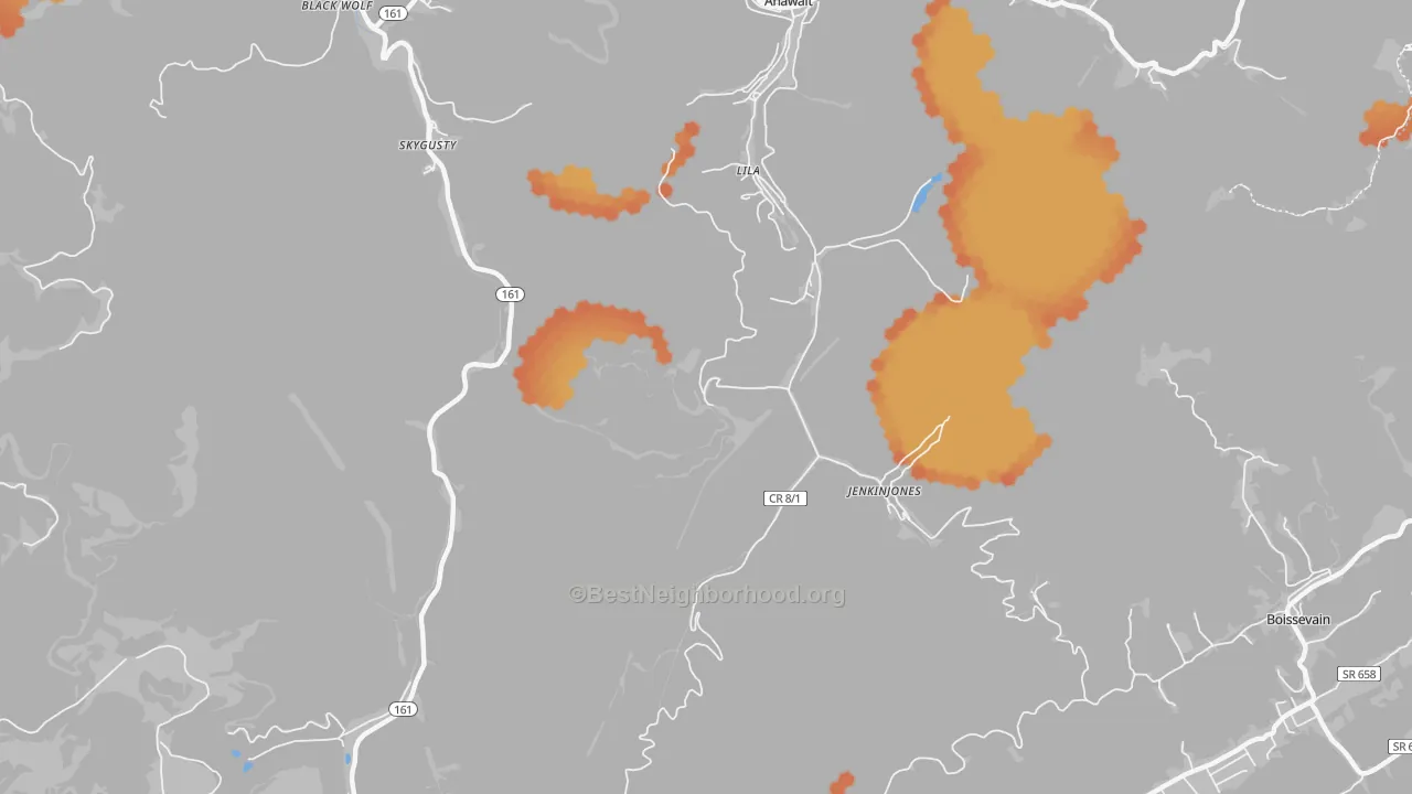 Bike Grade map of Jenkinjones, WV