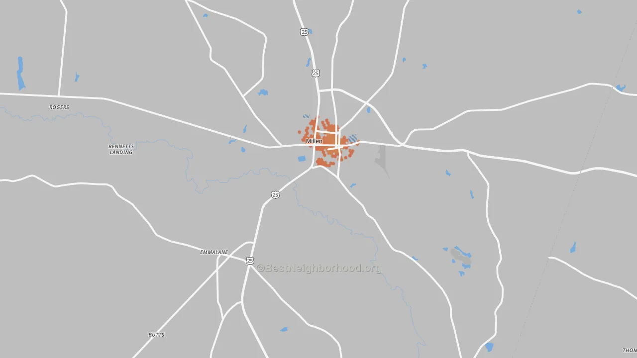 Bike Grade map of Jenkins County, GA