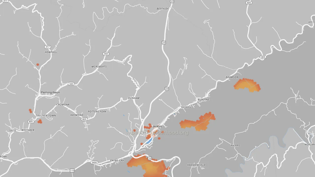 Bike Grade map of Jenkins, KY