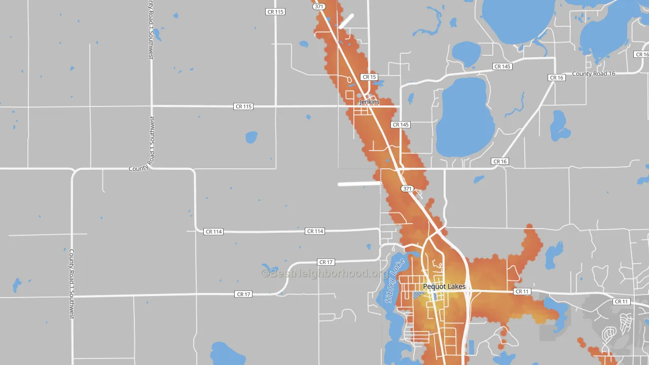 Bike Grade map of Jenkins, MN